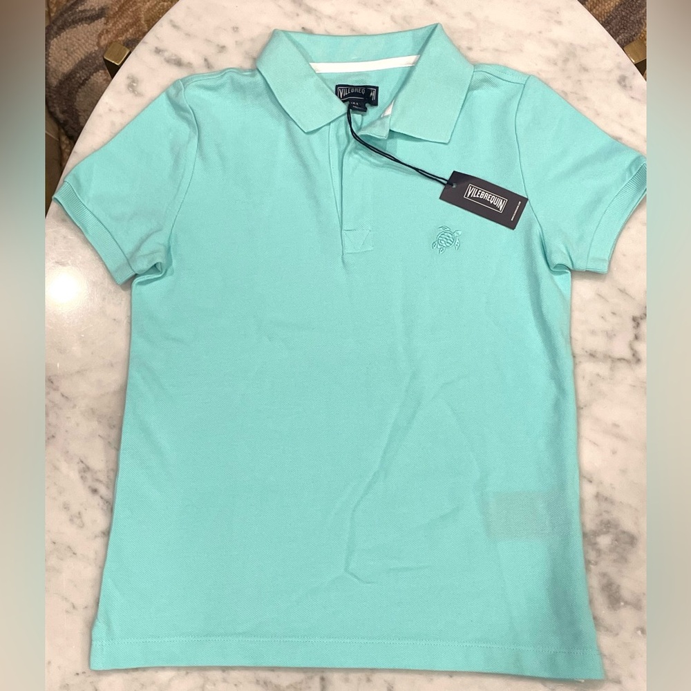 Vilebrequin NWT Kids Pique Cotton Polo, Lagoon, sz10, giftable